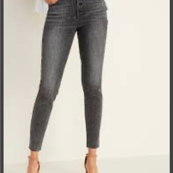 Old Navy Rockstar Super Skinny High Rise womens grey black jeans NWT 0 - Picture 2 of 6